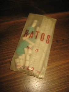 Uåpna, ubrukt pakke RATOS piperensere, 40-50 tallet.