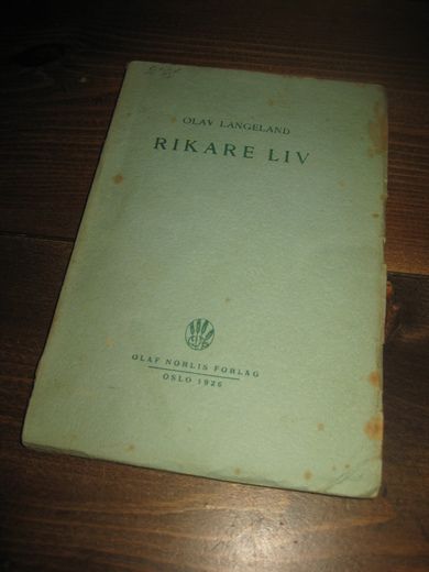 LANGELAND: RIKARE LIV. 1926. 