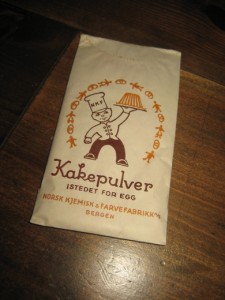 Uåpna pakke Kakepulver, fra Norsk KJEMISK & Farvefabrikk, Bergen, 50 TALLE.