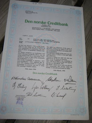 1984, DEN NORSKE CREDITBANK. NR. 338351