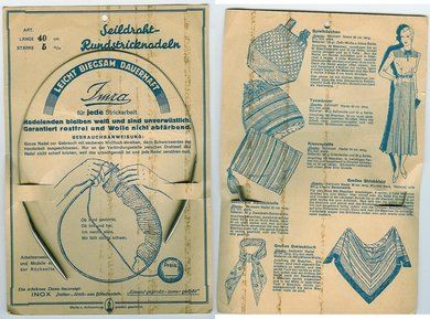 Plate med rundstrikkepinne 40-50 tallet