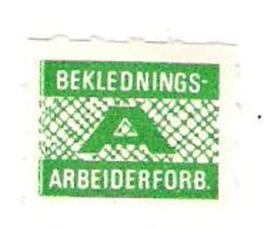 Grønt fagforeningsmerke fra BEKLEDNINGS ARBEIDER FORBUNDET Enkeltmerke