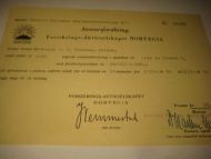 Forsikrings- Aktieselskapet NORVEGIA, Nr. 16395. 1950.