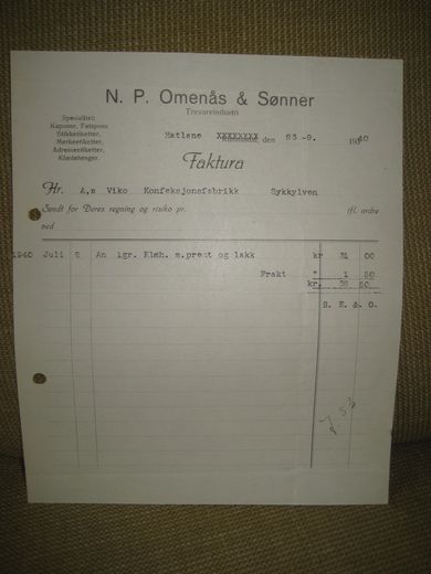 N P Omenås & Sønner Hatlane 23 9 1949