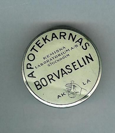 Blikkeske BORVASELIN fra Apotekarnas Kem Laboratorium Stockholm