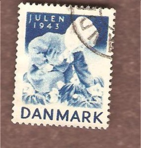 1943, julemerke fra Danmark, stempla.