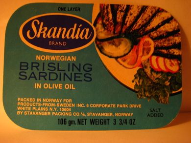 BRISLING SARDINES,  106 gm. In oliven oil.