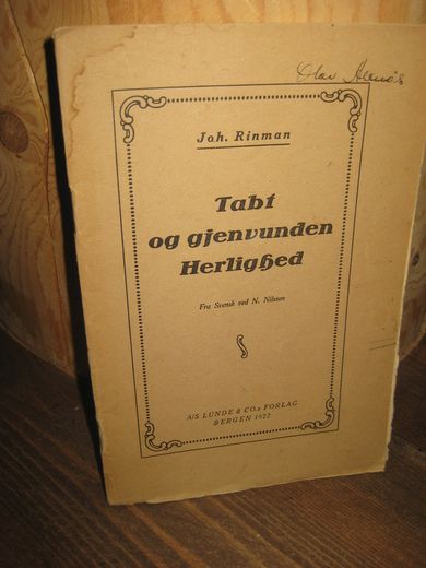 Rinman: Tabt og gjenvunden Herlighed 1922
