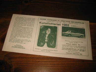 Original innbydelse til KUNSTLOTTERIET 1982