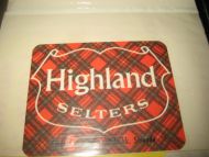 Strøken etikett fra Emdals Mineralvannfabrikk Stranda: Highland SELTERS 60- 70 tallet