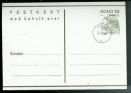 Bever. Postkort med betalt svarkort, stempla 24.3.1981.