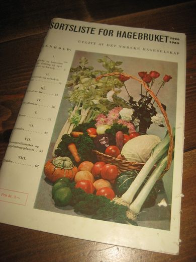 SORTSLISTE FOR HAGEBRUKET 1956- 1960