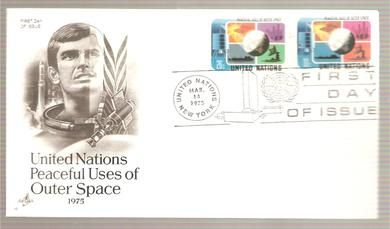 1975, 14. MARS, PEACEFUL USES OF OUTHER SPACE, FDC UNITED NATION,