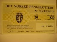 1985 trekning 830 DET NORSKE PENGELOTTERI Nr 0911091