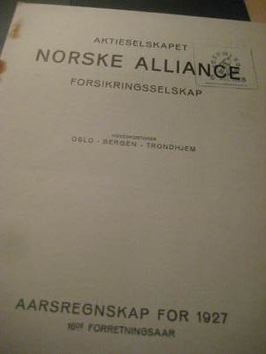 1927, AKTIESELSKAPET NORSKE ALLIANCE. AARSREGNESKAP.