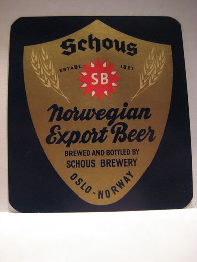 SCHOUS BRYGGERI, Norwegian Export Beer, 50 tallet.