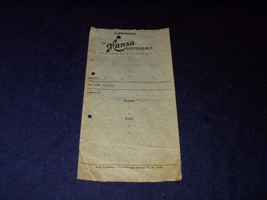 Følgebrev fra Hansa Bryggeri 1949.