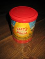 Boks uten innhold ELITE PRIM 50-60 tallet Ca 8 cm i diameter 11 cm høg