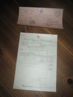 Faktura fra Conrad Langaards Kommisjonslager Bergen Samt postgiro kvittering med stempel BLAKSÆTER for innbetalt beløp Selges samla