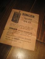 Reklamesak fra SINGER , SINGER SPESIAL OLJE, 30 tallet.
