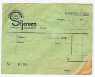 Reklameseddel fra MINERALVANNFABRIKKEN STJERNEN, Minde pr. Bergen. 40 tallet.