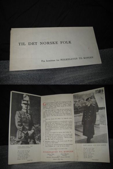 Skriv sendt til det norske folk: FOLKEGAVEN TIL KONGEN.