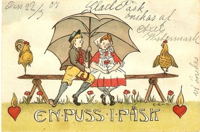 Meget pent påskekort fra 1907