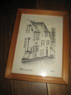 Bilde i glass og ramme fra GAMLE BERGEN Ca 15*19 cm stort