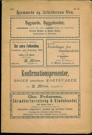 1894 nr 038 Hjemmets og Arbeidernes Ven