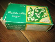 Eske med ubrukt såpe, lily of the valley nuget, toiletsoap, 