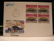 1992, 10.2, POSTBÅTAR, 4 BLOKK KR 5.50