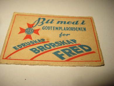 Forsida på eldre fyrstikkeske GODTEMPLARORDENEN 60 tallet