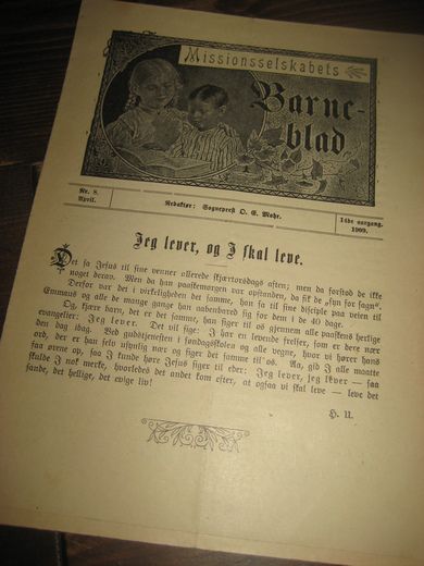 1909,nr 008, Missionsselskabets Barne blad.