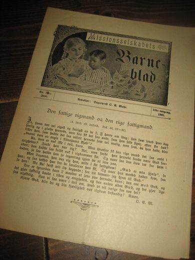 1908 nr 012 Missionsselskabets Barne blad