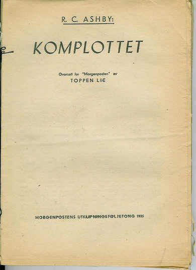 R.C. ACHBY: KOMPLOTTET. 1935
