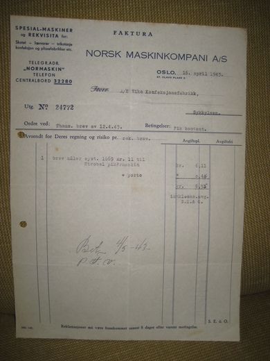 NORSK MASKINKOMPAGNIE OSLO 16 4 1940