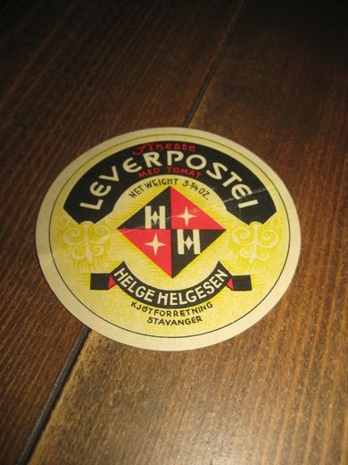 LEVERPOSTEI, fra Helge Helgesen kjøttforetning, Stavanger.