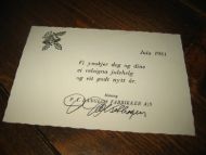 Julehelsing fra P.I. LANGLOS FABRIKKER, STRANDA, 1981.