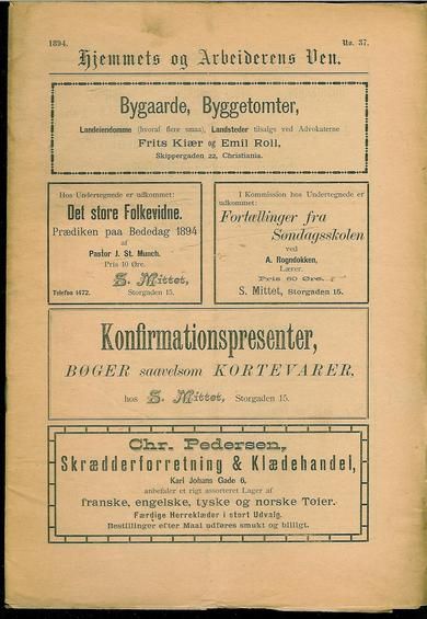 1894 nr 037 Hjemmets og Arbeidernes Ven