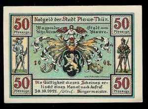 Notgeld der Stadt Plaue Thur. 1921
