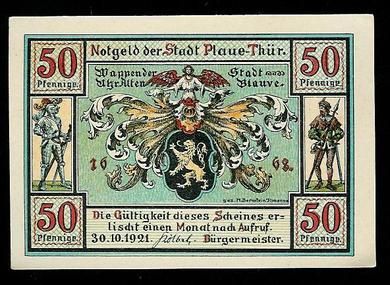 Notgeld der Stadt Plaue Thur 1921