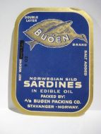 BUØEN SARDINES, fra BUØEN PACKING CO, STAVANGER.