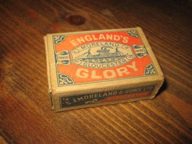 Gammel fyrstikkeske, ENGLAND GLORY, 60 tallet.