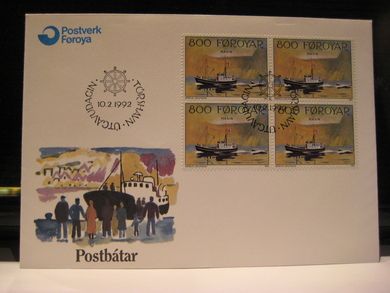 1992 10 2 POSTBÅTAR 4 BLOKK KR 8 00
