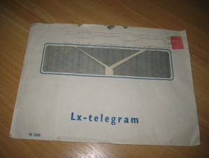 Konvolutt LX- TELEGRAM, stempla RISØR 23.12.63.