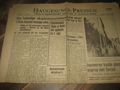 1945 nr 186 HAUGESUNDS AVIS 3 årgang