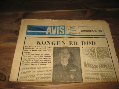 1957 nr 219 Rogalands AVIS KONGEN ER DØD EKSTRAUTGAVE KL 7 00