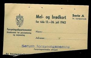 MEL- og BRØDKORT for tiden 13.-26. juli 1942