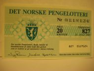 1985 trekning 827 DET NORSKE PENGELOTTERI Nr 0119124