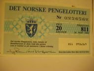 1984 trekning 811 DET NORSKE PENGELOTTERI Nr 0956569